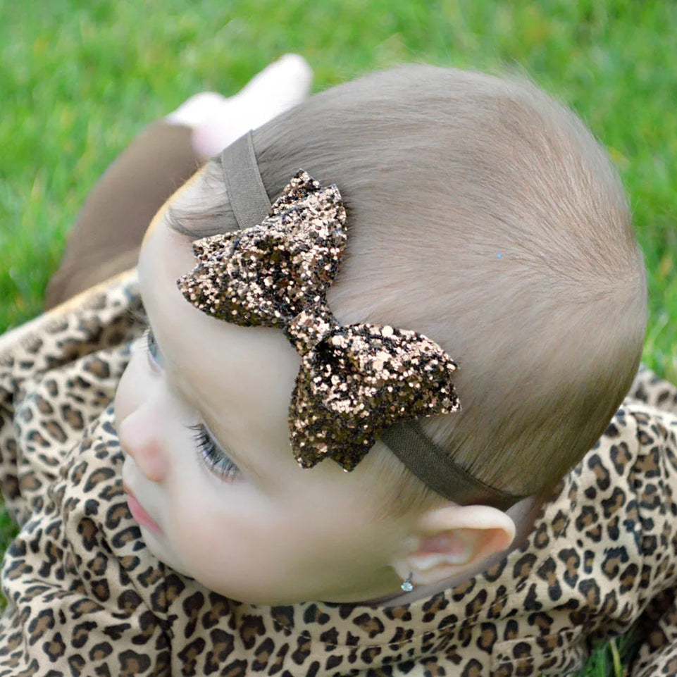 Yundfly Fashion Sequin Bow Hair Band Children Kids Headdress Baby Girls Head Wear Party Birthday Gift Newborn Photo Shoot