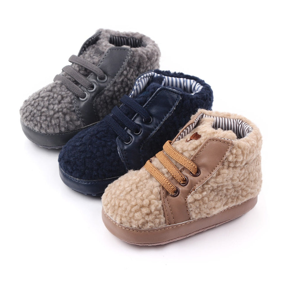 Newborn baby boy shoes fashion teddy velvet sneaker shoes for baby boy cotton soft sole infant shoes toddler baby crib shoes