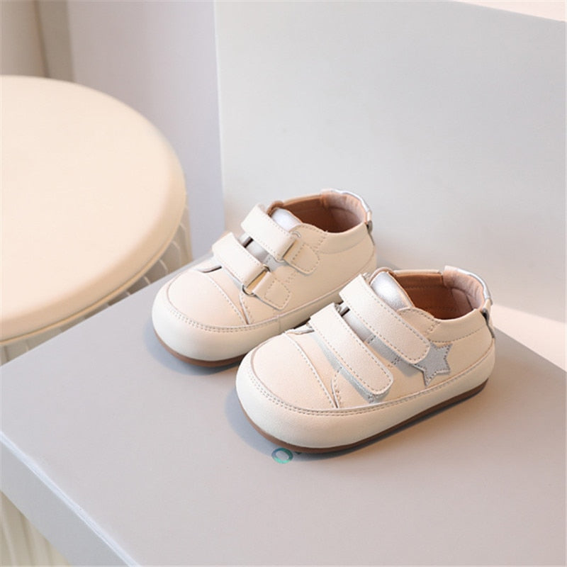 0-5 Years New Baby Shoes Microfiber Leather Toddler Boys Barefoot Shoe Star Soft Sole Girls Outdoor Tennis Fashion Kids Sneakers